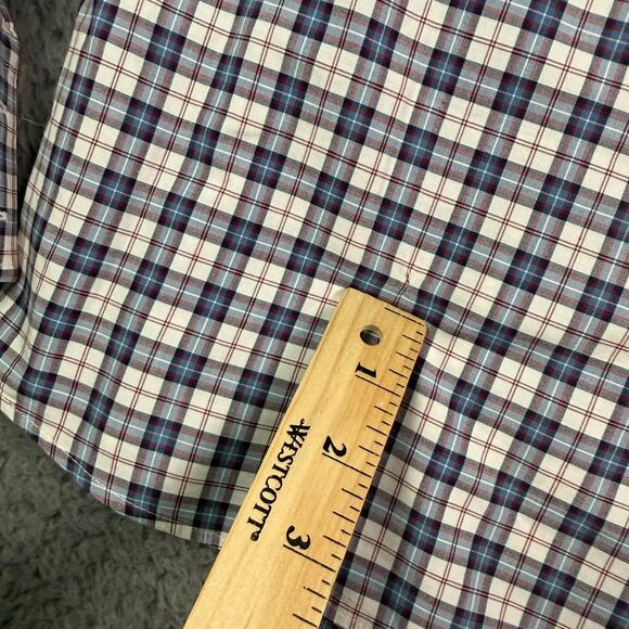 Brunello Cucinelli Slim Fit Button Shirt Mens M Red Blue Plaid Italy Dress - Picture 7 of 13